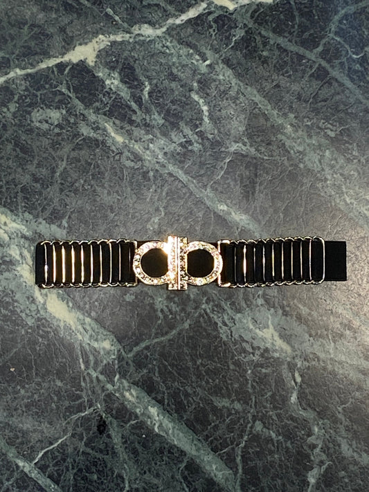 REF FER Gold Dimond Buckle Black Strep Girls Belt 987253