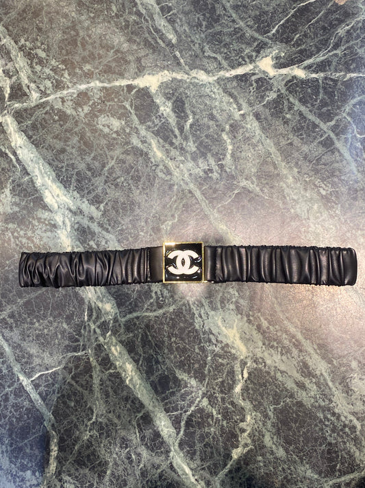 AHC CHA Black Gold White Buckle Black Strep Girls Belt 987259