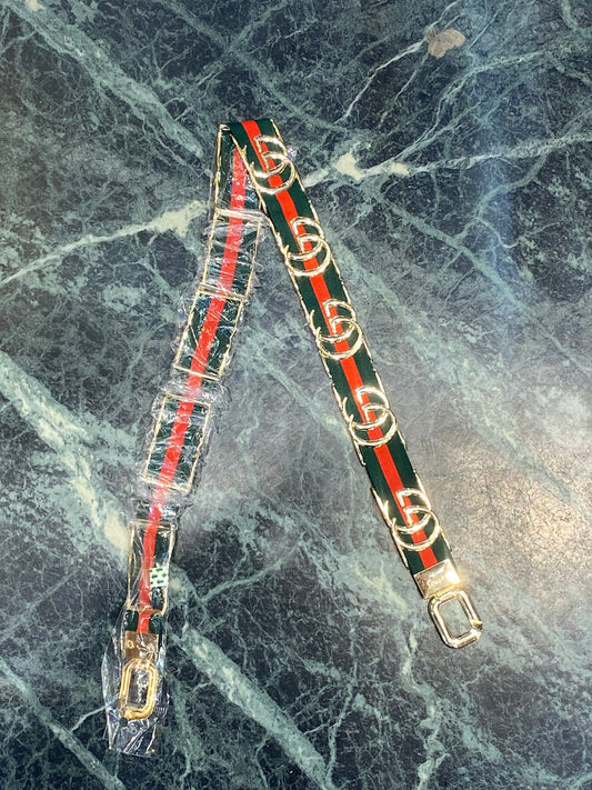 CUG GUC Gold Buckle Red Green Strep Girls Belt 987264