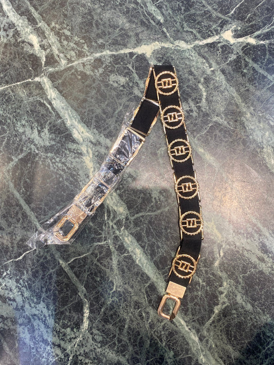 NEF FEN Gold Buckle Black Strep Girls Belt 987266