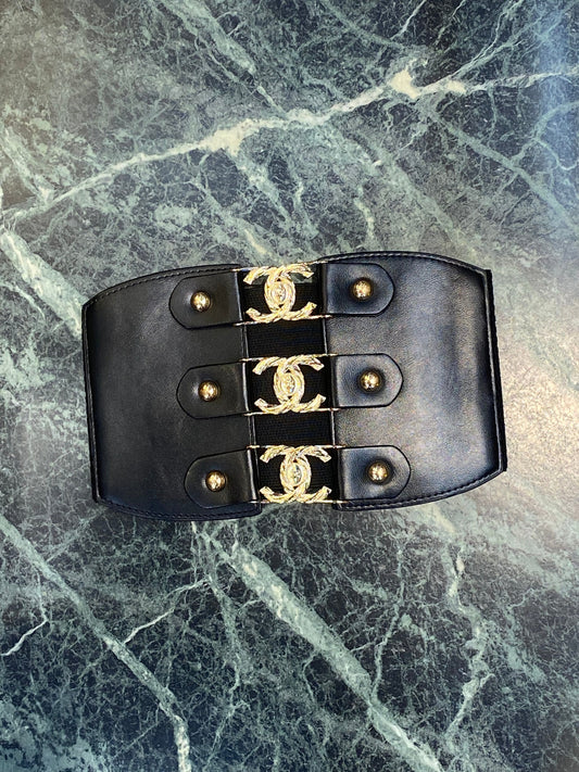 AHC CHA Women Leather Gold Black Colour Corset Belt 987273