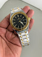 Dua Silver Gold Chain Black Dial Men Watch 901616