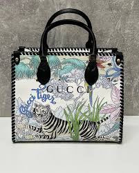 CUG GUC Cream Authentic Tiger Print Ladies Tote Bag 98073