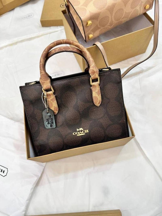 Aoc Brown CC Print Premium Quality Mini Tote Ladies Hand Bag C019