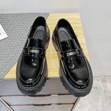 Ref SfFs Black Colour Fat Sole Formal Loafers Shoes 407