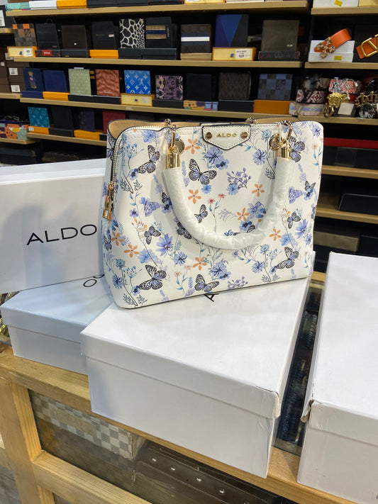ALD DLA White Colour Butterfly Print Premium Quality Ladies Hand Bag 8926