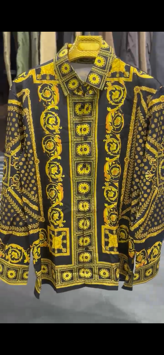 REV Black Yellow Colour Back Bird Print Premium Quality Full Sleeve Shirt 65090