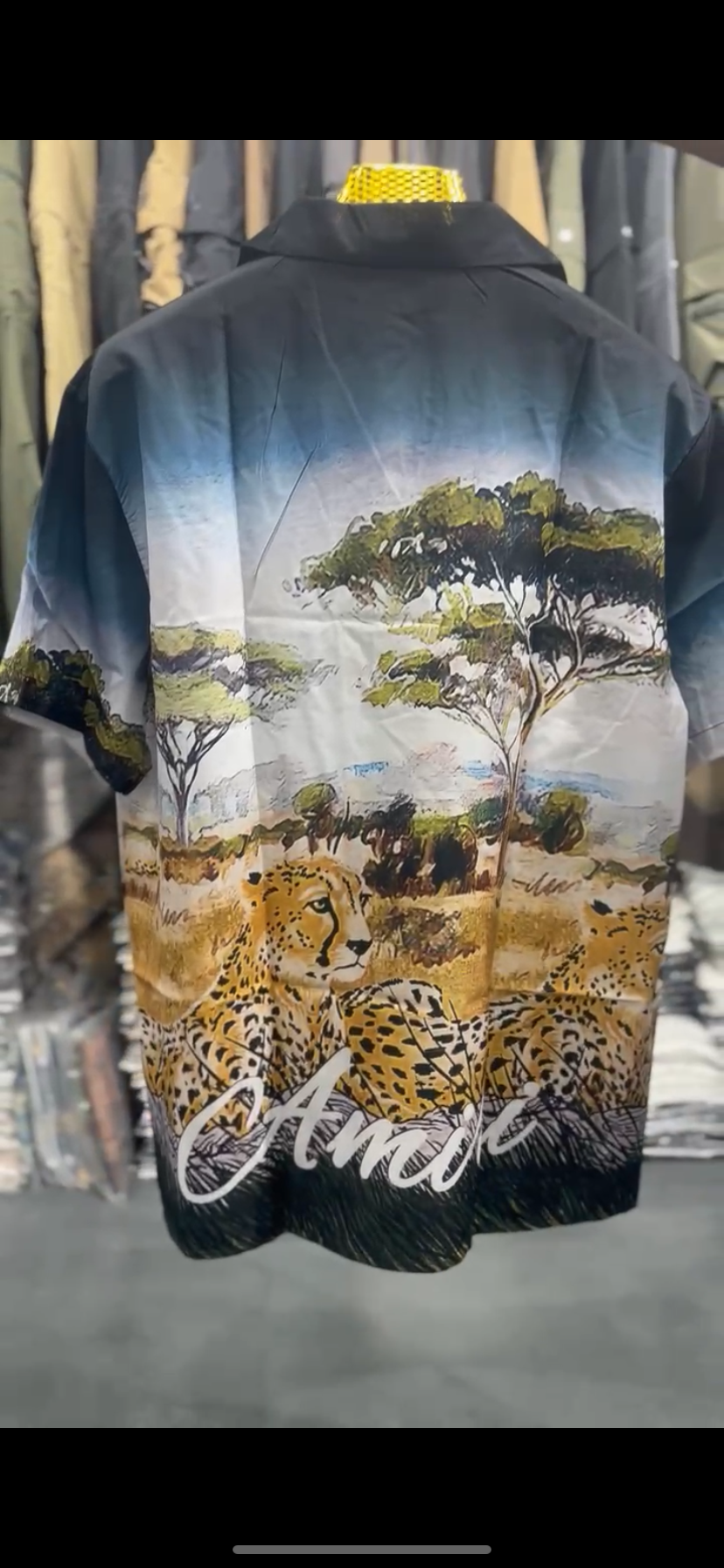 IMA Navy Blue Colour With Safari Tiger Print Premium Quality Half Sleeve Shirt 65092