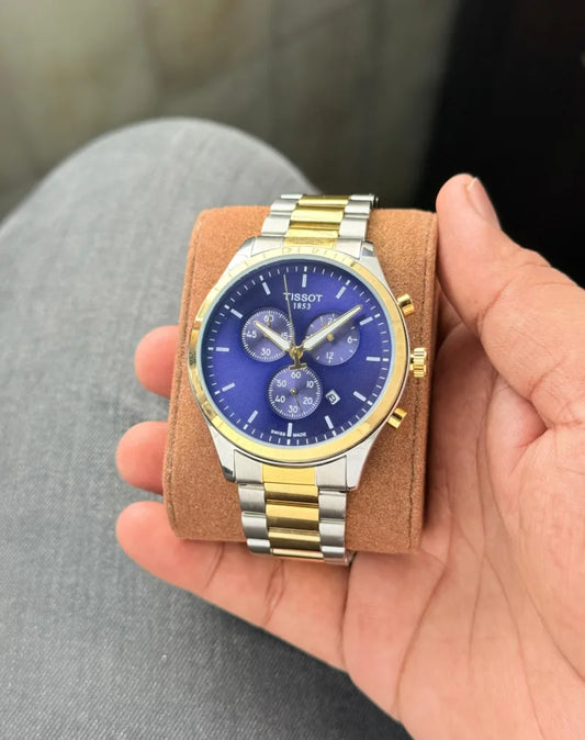 SIT TIS Silver Golden Chain Blue Dial Mens Watch 989773