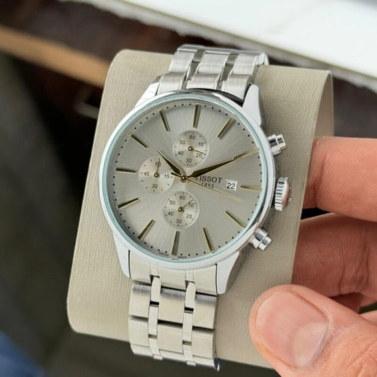SIT TIS Silver Chain Grey Golden Dial Mens Watch 989775