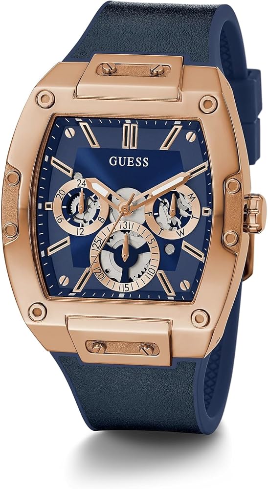 Eug Blue Silicone Strap Copper Blue Dial Rectangle Premium Quality Men Watch 989794