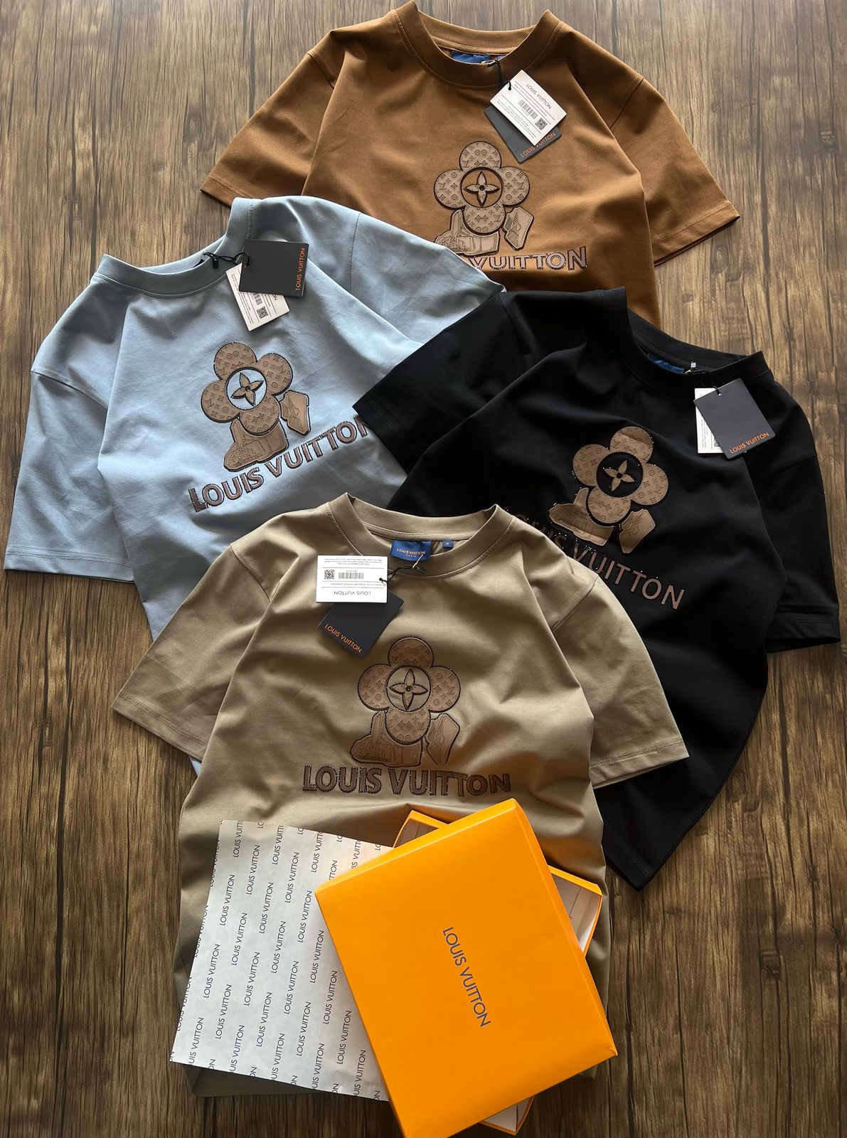 Uol Blue Grey Colour Stone print Premium Quality T Shirt With Box M22980