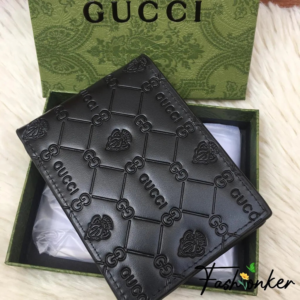 Cug Black Colour Print Italian Leather Imported Wallet 987801