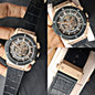 Buh Black Leather Strap Black Dial Men Watch 901256