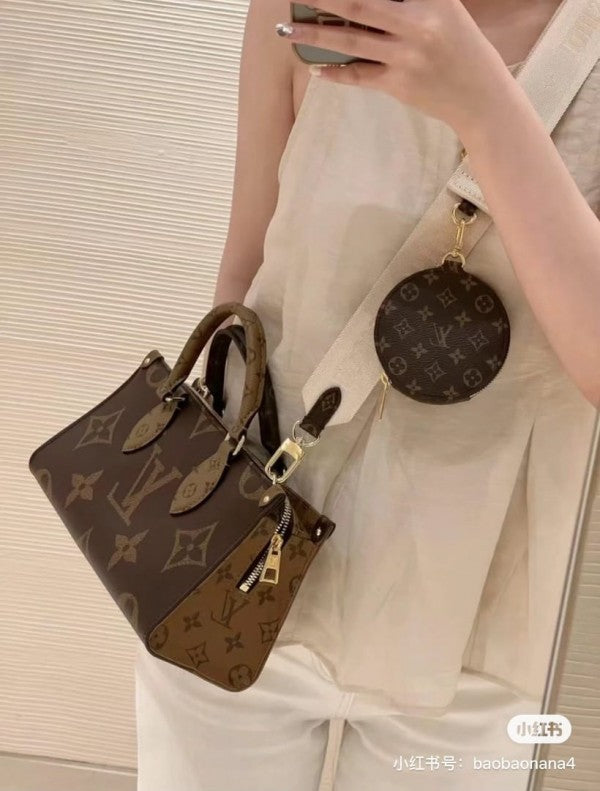 UOL LOU Brown Beige Colour VL Print Premium Quality Ladies Sling Bag 6905