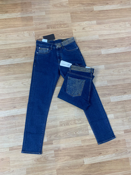 LOD Navy Blue Colour With Back Print Premium Quality Regular Fit Jeans 46003