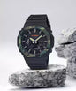 Hsg Black Silicone Strap Black Military Green Dial Water resistant Sports Men Watch  988016