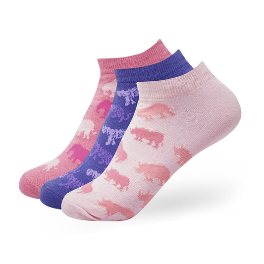 BALENZIA WOMEN'S WWF-INDIA LOWCUT SOCKS | 3-PACK | ANIMAL PRINT