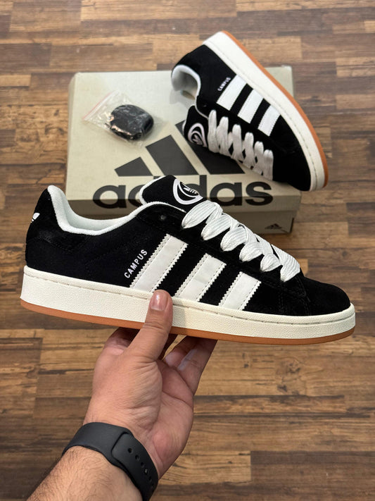 IDA ADI Black Suede White Strap Campus Sneaker Sport Shoe 029003