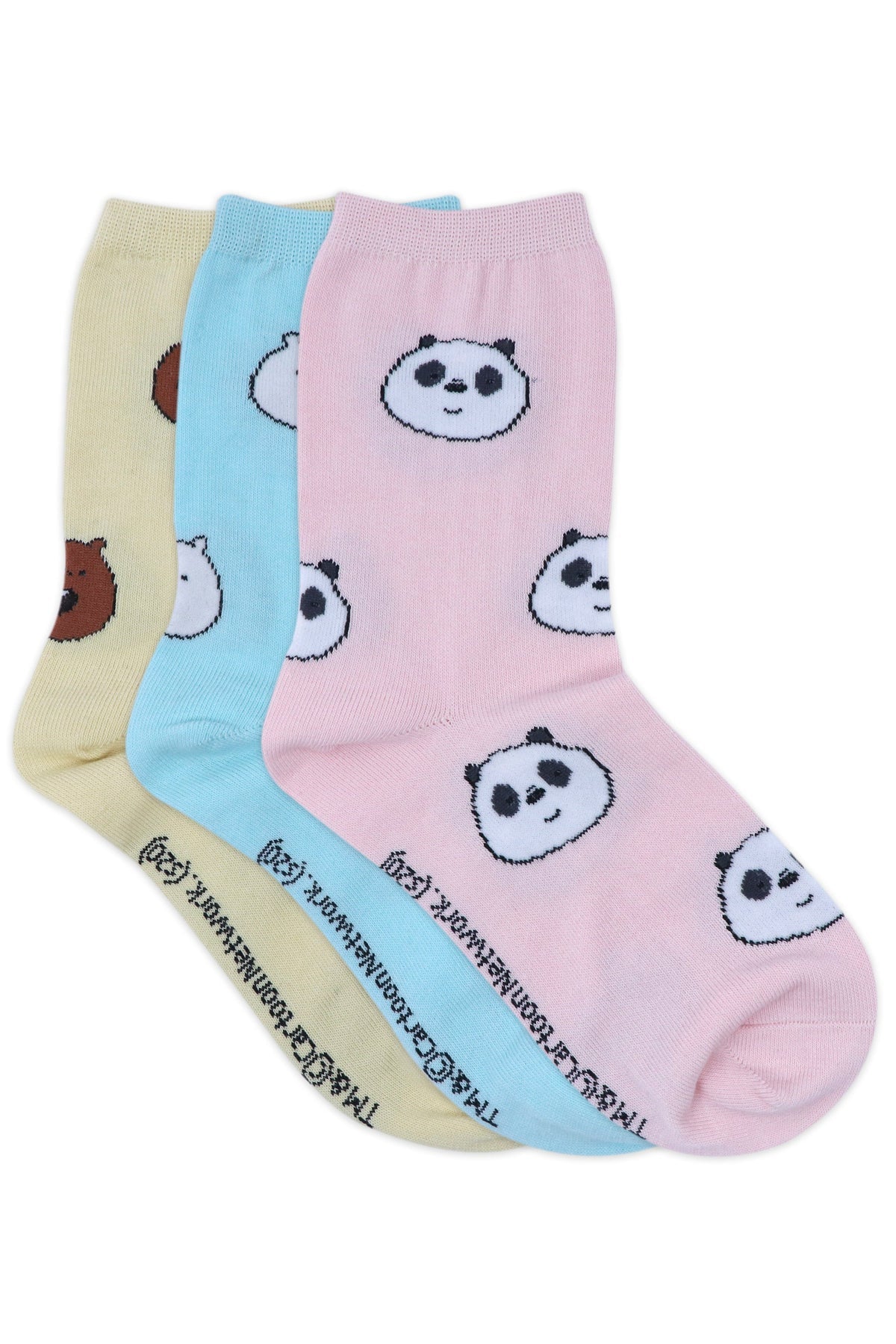 WE BARE BEARS BY BALENZIA HIGH ANKLE SOCKS FOR WOMEN (PACK OF 3 PAIRS/1U)-MULTICOLOR