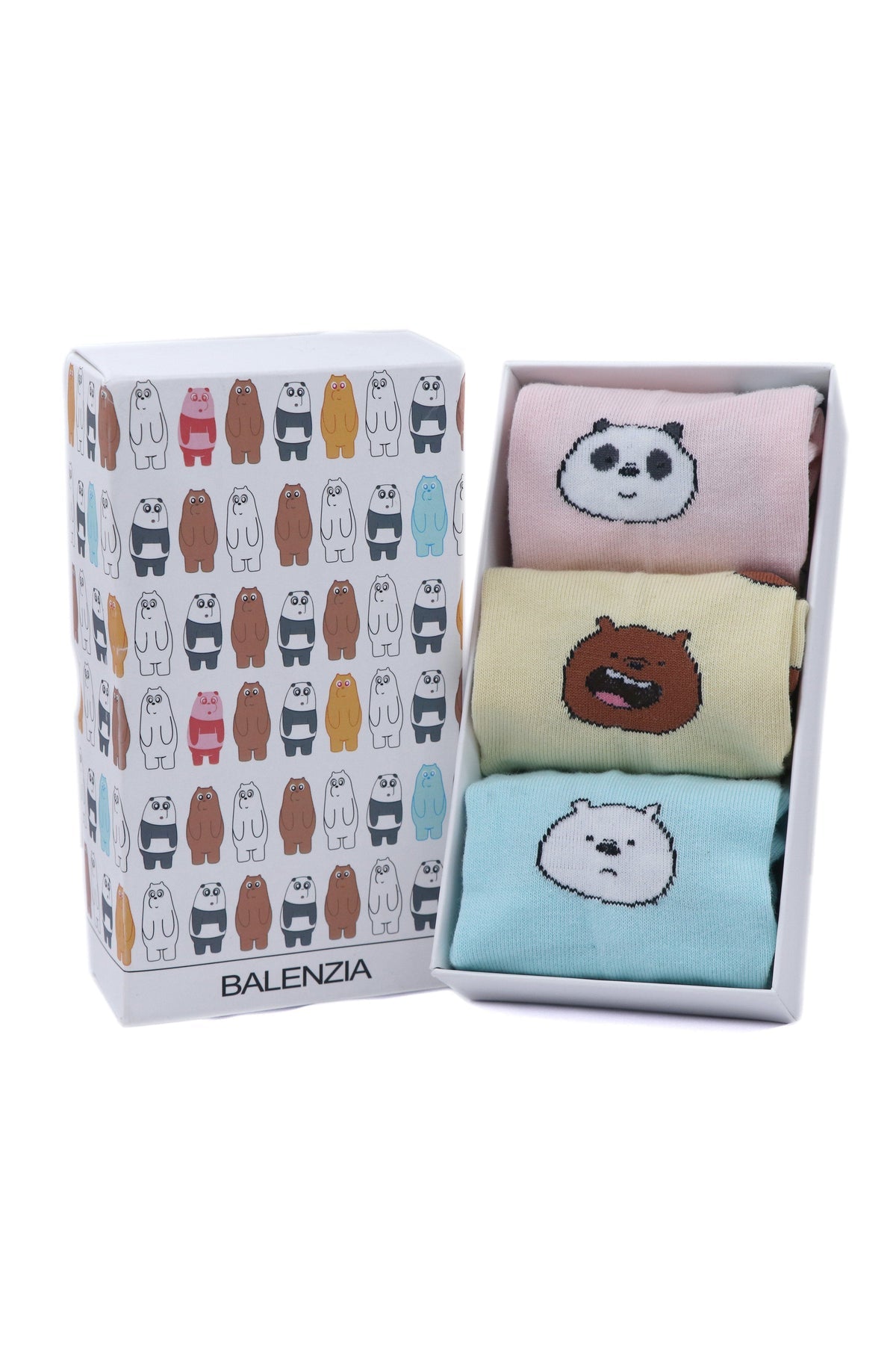 WE BARE BEARS BY BALENZIA HIGH ANKLE SOCKS FOR WOMEN (PACK OF 3 PAIRS/1U)-MULTICOLOR