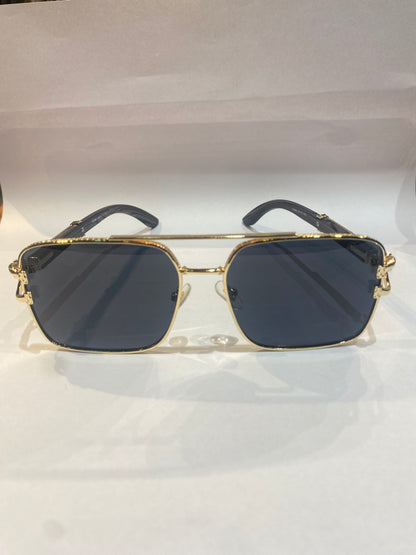 RAC CAR Gold Gray Frame Black Shade Unisex Sunglass Yh065 51 17 143