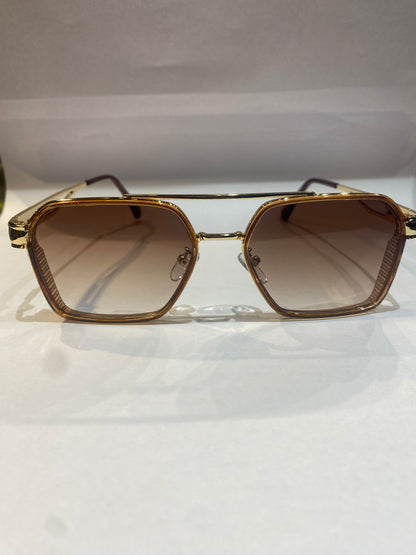 CAL LAC Gold Frame Brown Shade Unisex Sunglass 09232 52 19 140
