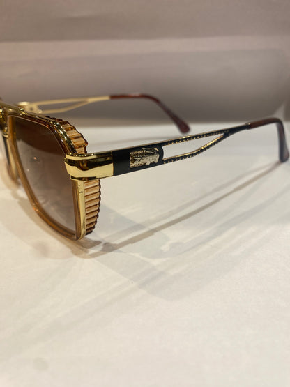 CAL LAC Gold Frame Brown Shade Unisex Sunglass 09232 52 19 140