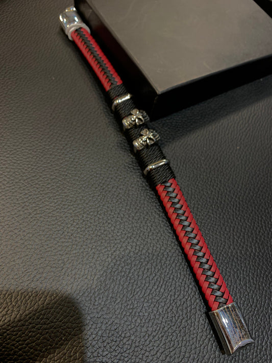 Red Black Colour Unisex Leather Bracelet 987051