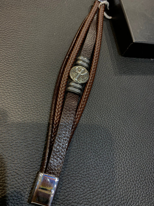 Brown Colour Unisex Leather Bracelet 987031