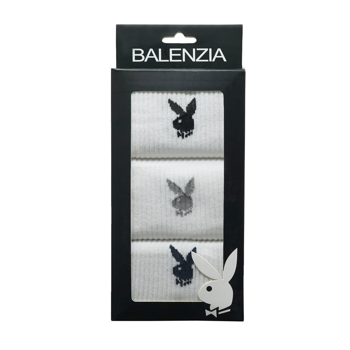 BALENZIA MEN'S PLAYBOY WHITE HIGH ANKLE SOCKS | 3-PACK | FREE SIZE