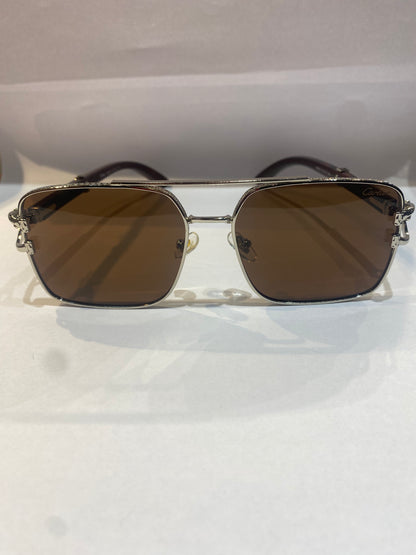 RAC CAR Silver Brown Frame Brown Shade Unisex Sunglass yh065 51 17 143