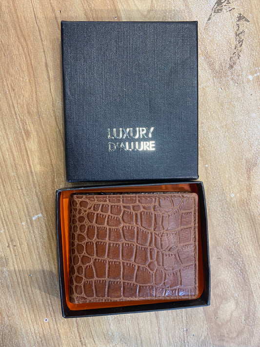 LDA Brown Colour Crocodile Style Genuine Leather Men’s Wallet GW-031