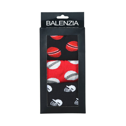 BALENZIA MEN'S CRICKET LOWCUT SOCKS- BLACK, RED (PACK OF 3)