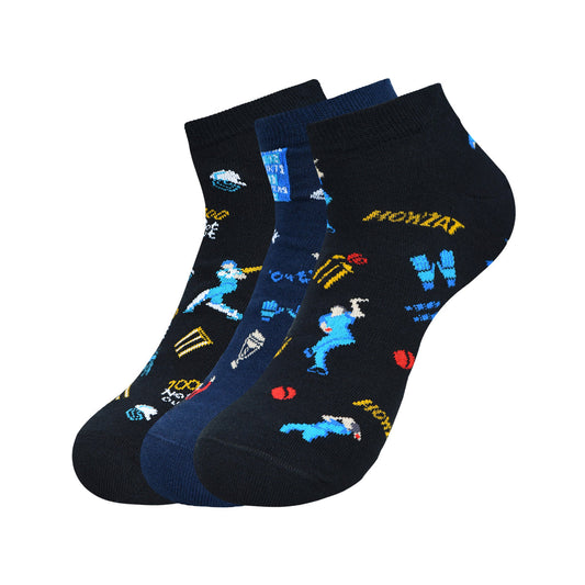 BALENZIA MEN'S CRICKET LOWCUT SOCKS- BLACK, NAVY (PACK OF 3)