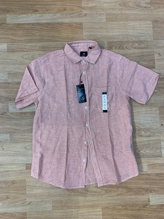 MH Peach Colour With Line Premium Quality Half Shirt 7132