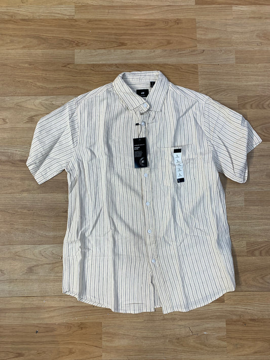 MH Beige Colour With Line Design Premium Quality Half Sleeve Shirt 7134