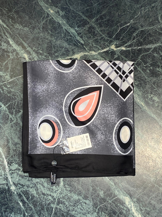 Ahc Cha Black Grey Colour Square Shape Unisex Scarf 987183