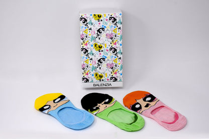 POWERPUFF GIRLS BY BALENZIA LOAFER SOCKS FOR WOMEN (PACK OF 3 PAIRS/1U)