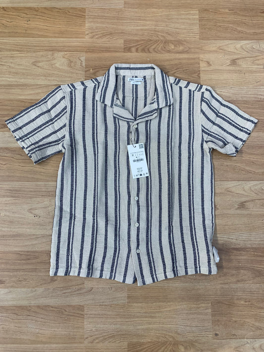 ZR RAZ Beige  Colour With Line Print Half Sleeve Shirt 7142
