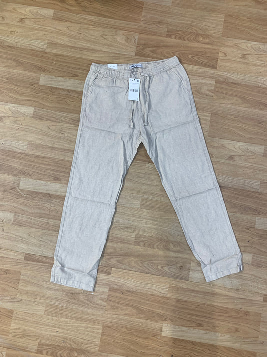 ZR Beige Colour With plain Regular Fit Premium Quality Linen pants 7145￼