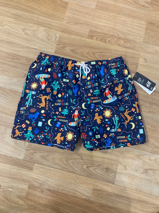 MH Navy With Christmas Print Surplus Shorts 6067