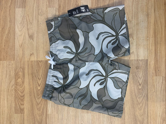 MH Olive Green With Flower Print Surplus Shorts 6064