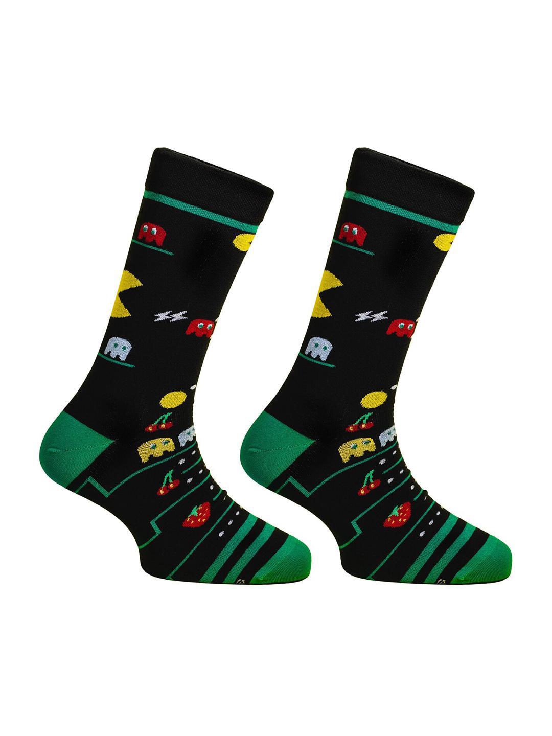 PAPA SOCKS Black & Green Colour Packman Edition Premium Quality Full Unisex Socks 989959