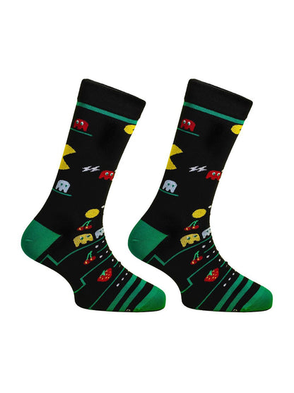 PAPA SOCKS Black & Green Colour Packman Edition Premium Quality Full Unisex Socks 989959