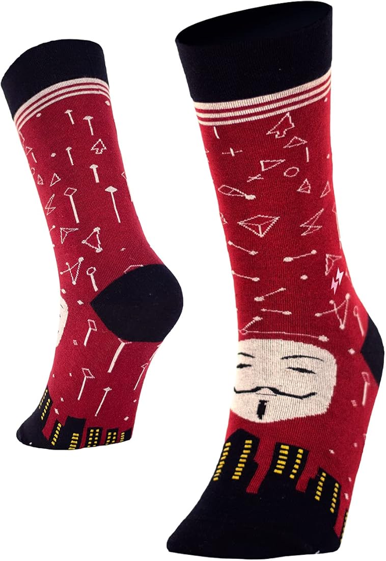 PAPA SOCKS Black & Red Colour With Face Print Premium Quality Full Unisex Socks 989960