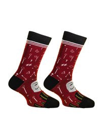 PAPA SOCKS Black & Red Colour With Face Print Premium Quality Full Unisex Socks 989960