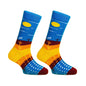 PAPA SOCKS Blue & Yellow Colour Multicolor Print Premium Quality Full Unisex Socks 989964