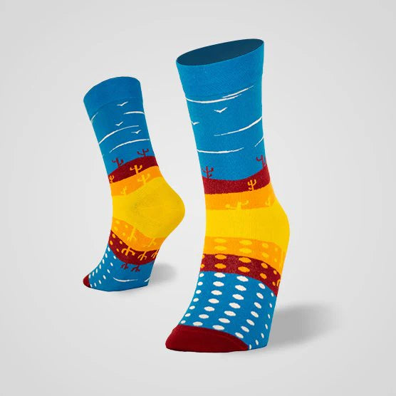 PAPA SOCKS Blue & Yellow Colour Multicolor Print Premium Quality Full Unisex Socks 989964
