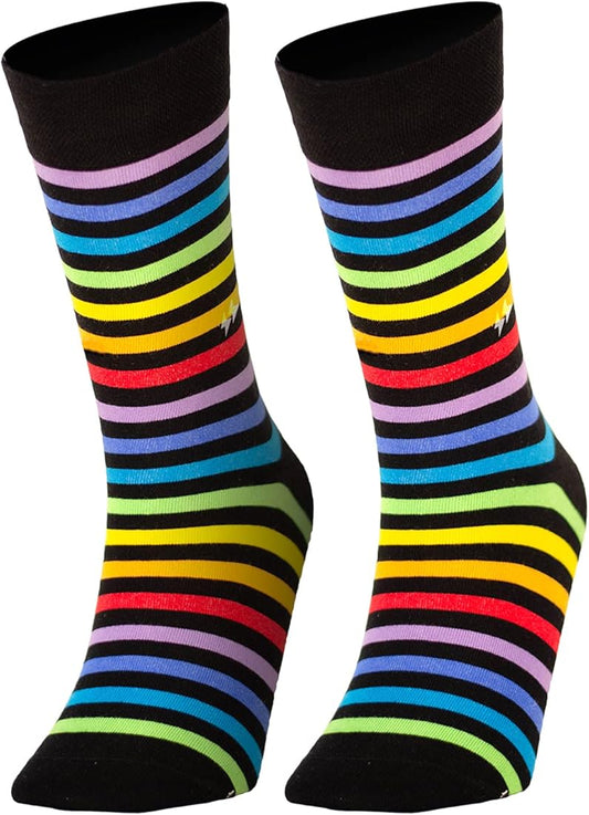 PAPA SOCKS Black Colour With Multicolor Stripes Print Premium Quality Full Unisex Socks 989967